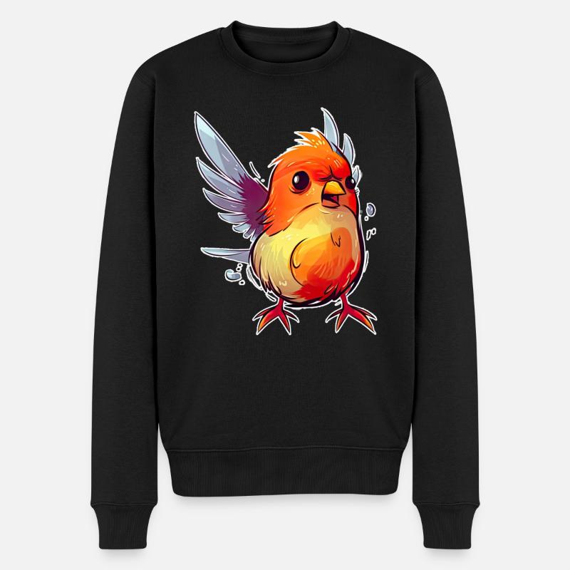 Oiseau rouge arrogant avec un léger surpoids - Pull Premium bio Homme - noir