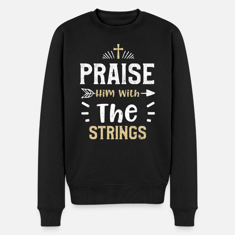 Praise Him With The Strings - Männer Premium Bio Pullover - Schwarz