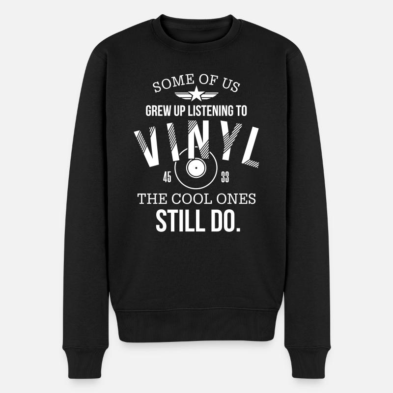 Cool People Listen to Vinyl - Männer Premium Bio Pullover - Schwarz