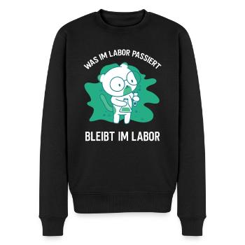 Was im Labor passiert bleibt im Labor MTLA - Männer Premium Bio Pullover - Schwarz - Vorne - Nico (187cm)