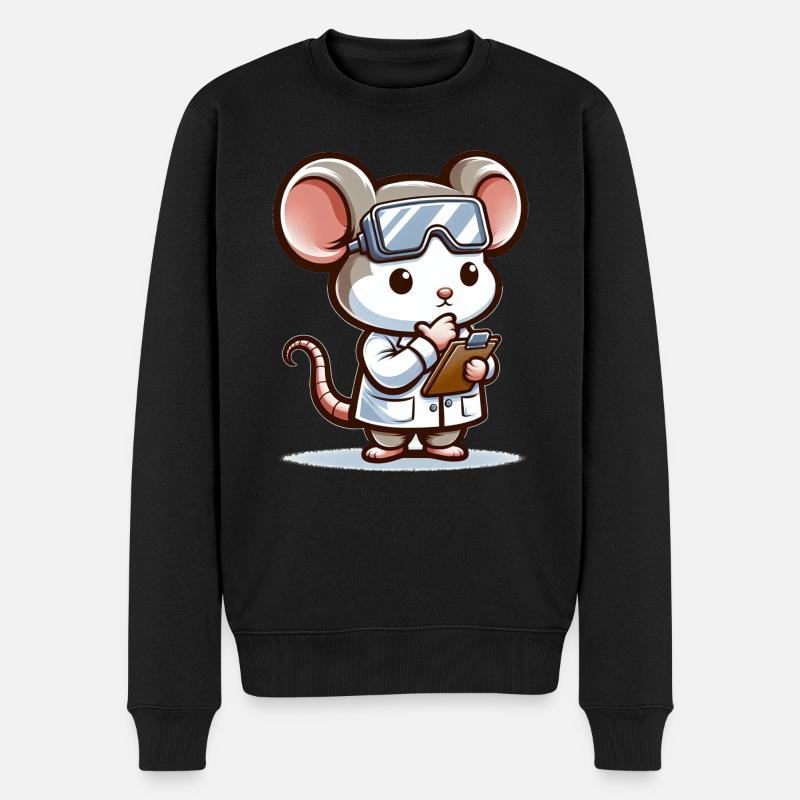 Cute Mouse Scientist - Männer Premium Bio Pullover - Schwarz