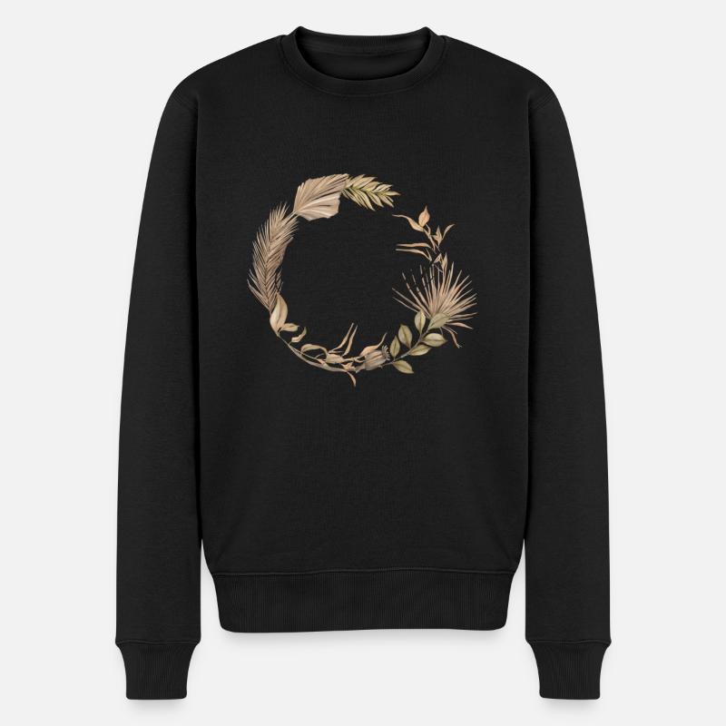 Braut Boho Kranz / Junggesellenabschied - Männer Premium Bio Pullover - Schwarz