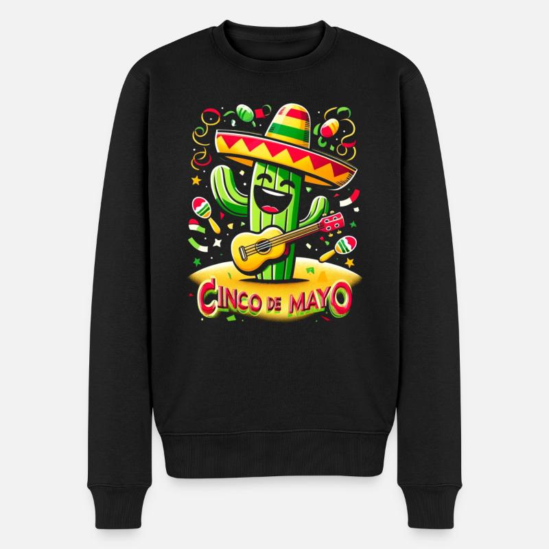 Cinco de Mayo Kaktus - Männer Premium Bio Pullover - Schwarz