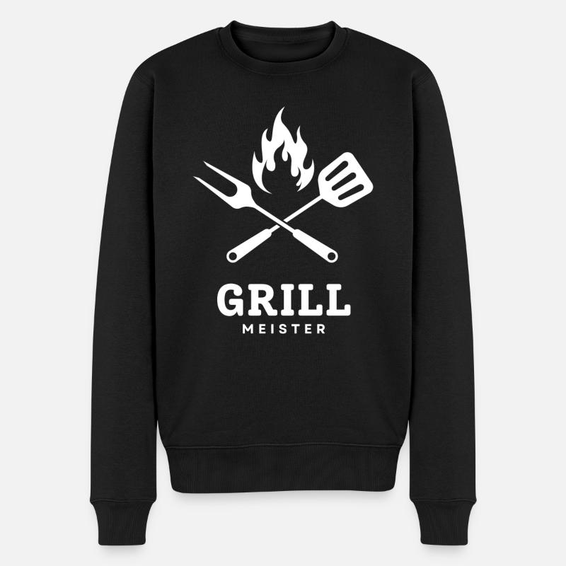 Grillmeister - Männer Premium Bio Pullover - Schwarz