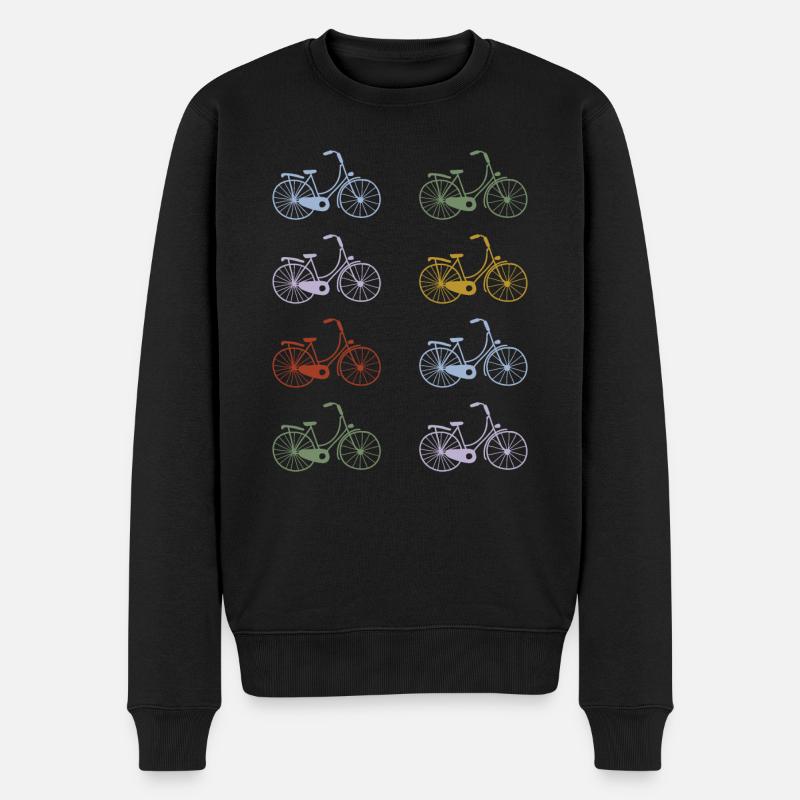 Retro Fahrräder Handgemalt - Männer Premium Bio Pullover - Schwarz