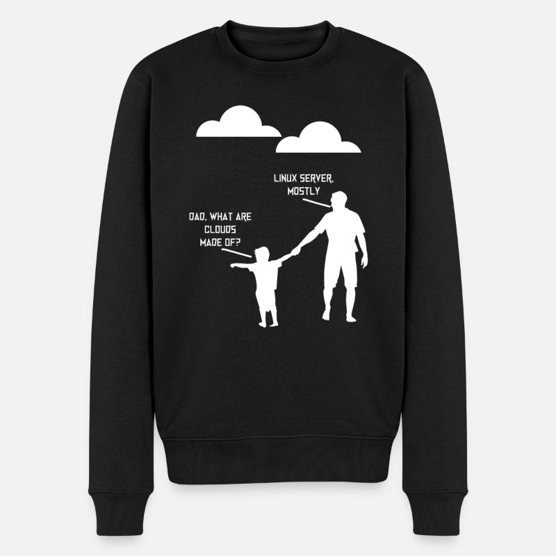 Dad What Are Clouds Made Of, Linux Servers Mostly3 - Männer Premium Bio Pullover - Schwarz