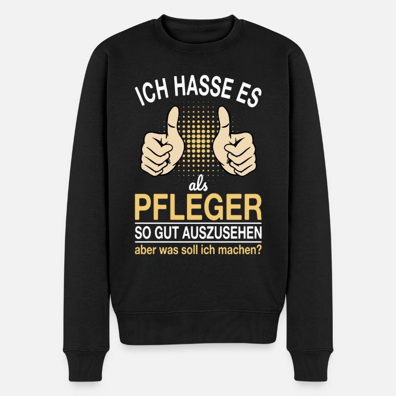 Pfleger Spruch - Männer Premium Bio Pullover - Schwarz