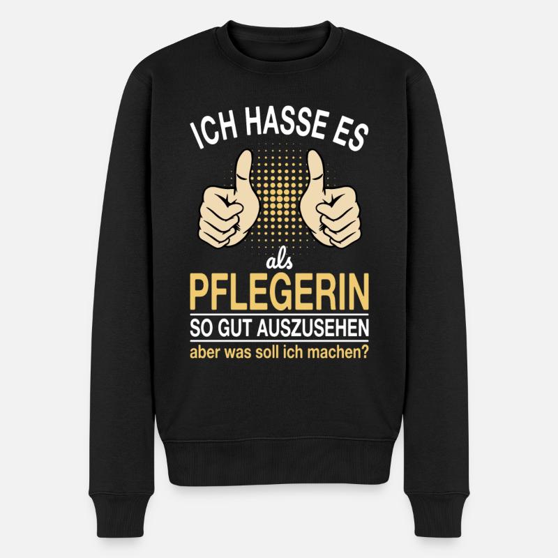 Pflegerin Spruch - Männer Premium Bio Pullover - Schwarz