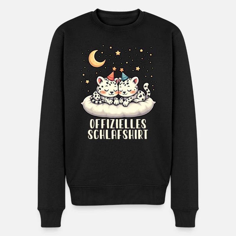 Offizielles Schlafshirt - Süßer Schneeleopard - Männer Premium Bio Pullover - Schwarz