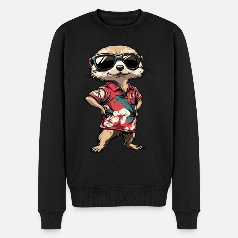 Erdmännchen Lustig Sommer - Männer Premium Bio Pullover - Schwarz
