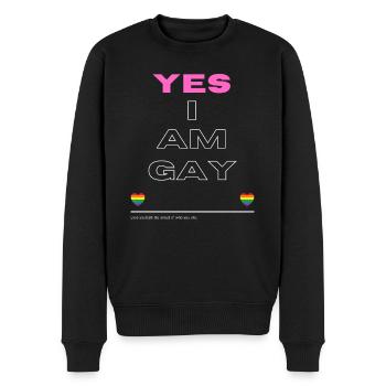 Oui, je suis gay Pride Shirt - Pull Premium bio Homme - noir - Devant - Nico (187cm)