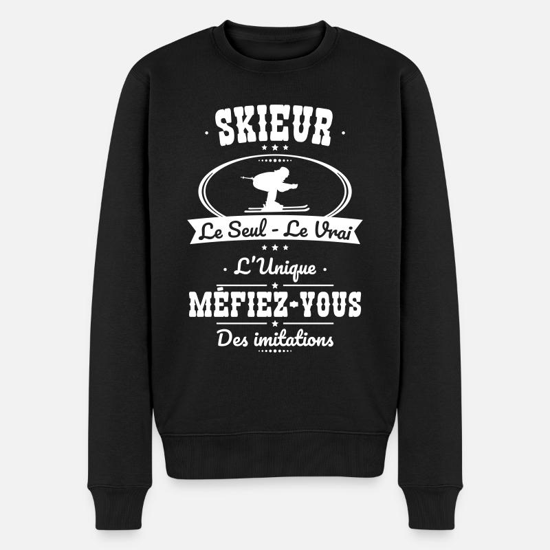 Skieur - Le Seul - Le Vrai - L'Unique - Pull Premium bio Homme - noir