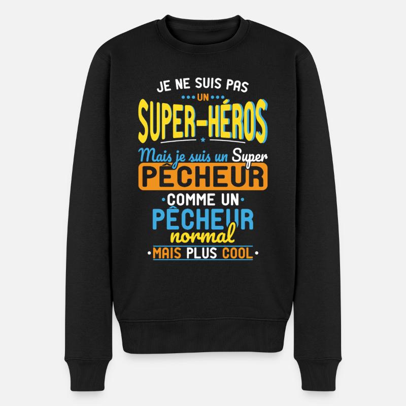 Kein Superheld, sondern ein Superfischer - Männer Premium Bio Pullover - Schwarz