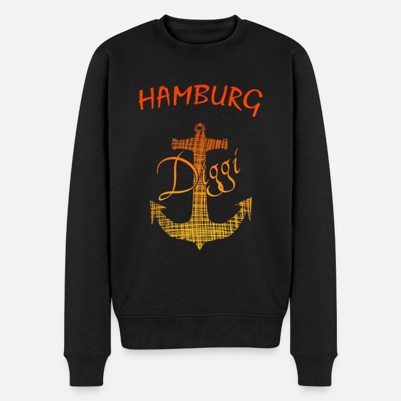 Hamburg - Männer Premium Bio Pullover - Schwarz