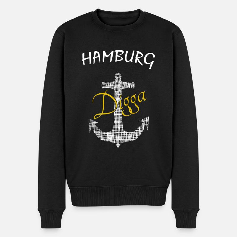 Anker Hamburg Digga - Männer Premium Bio Pullover - Schwarz
