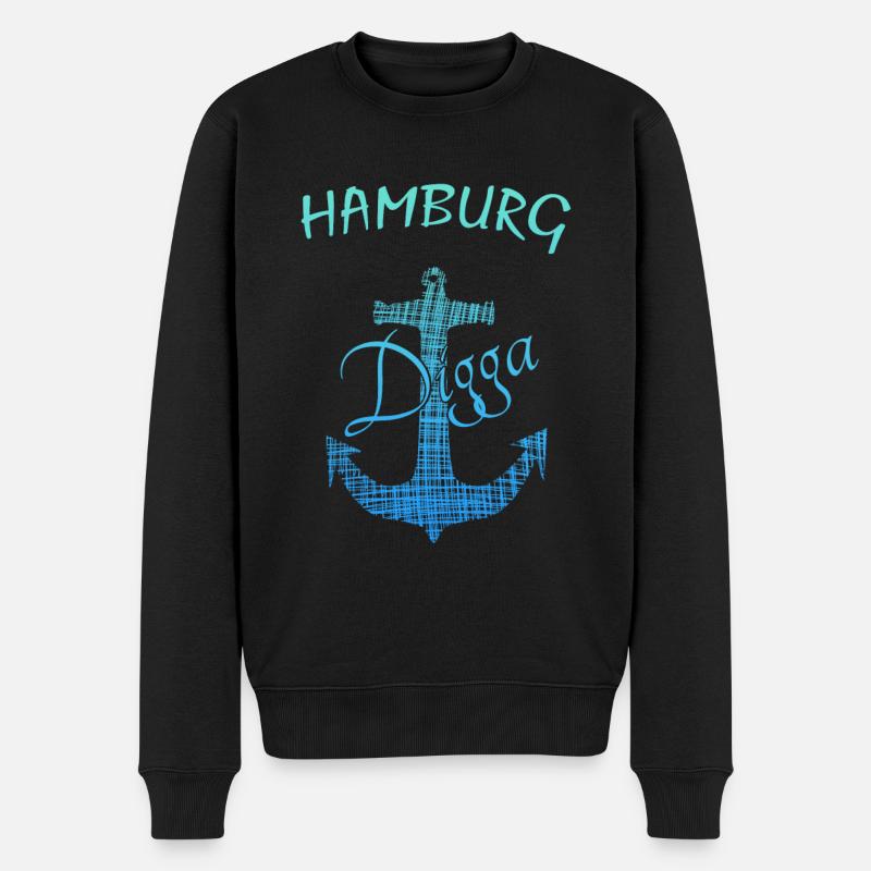 Anker Hamburg Digga - Männer Premium Bio Pullover - Schwarz