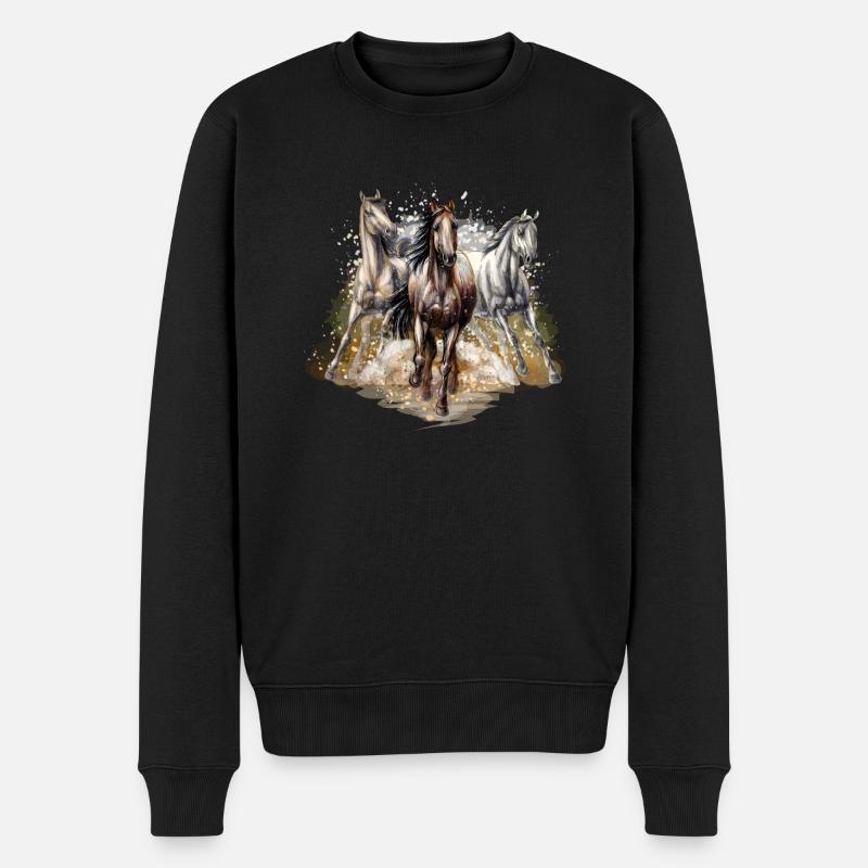 Pferde - Männer Premium Bio Pullover - Schwarz