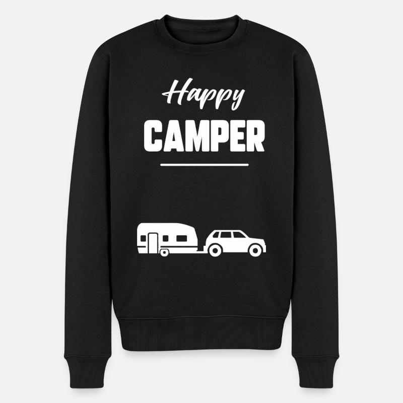 Glücklicher Camper - Männer Premium Bio Pullover - Schwarz