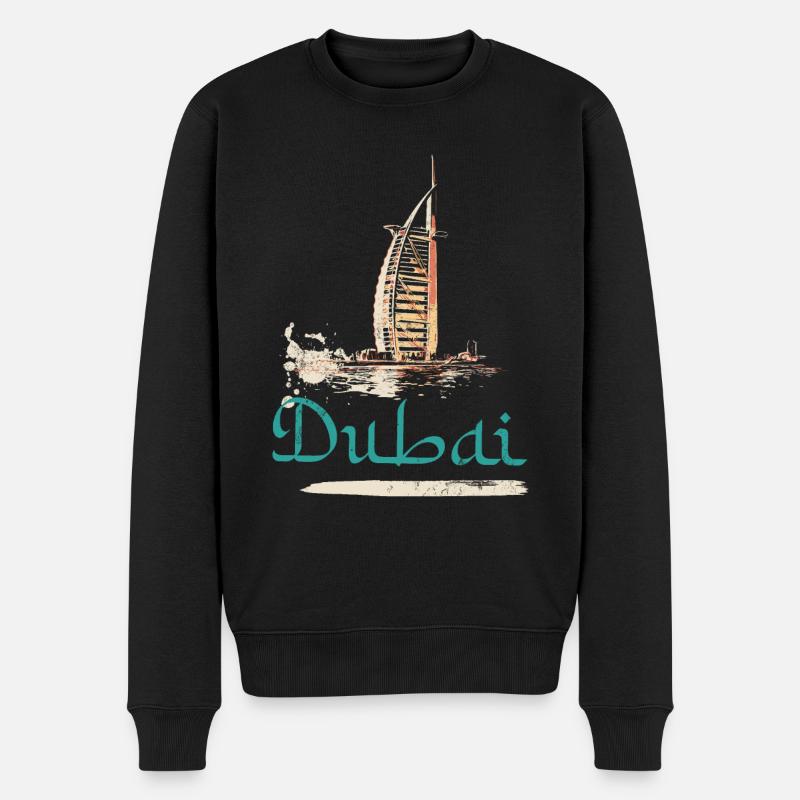Illustration Burj Al-Arab Hotel, Ikone von Dubai - Männer Premium Bio Pullover - Schwarz