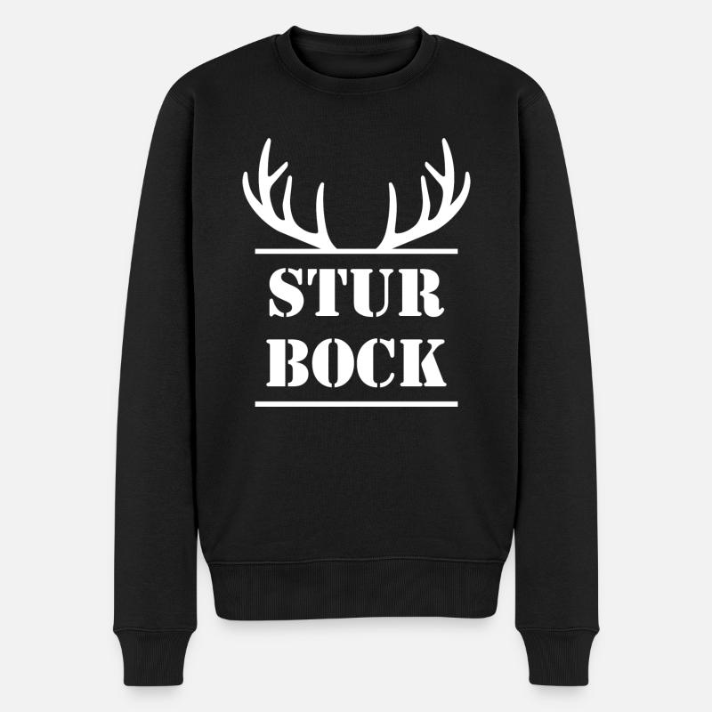Stur Bock Geweih Geschenk - Männer Premium Bio Pullover - Schwarz