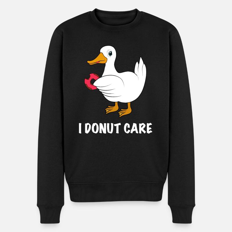 Ente mit Donut Spruch - Männer Premium Bio Pullover - Schwarz