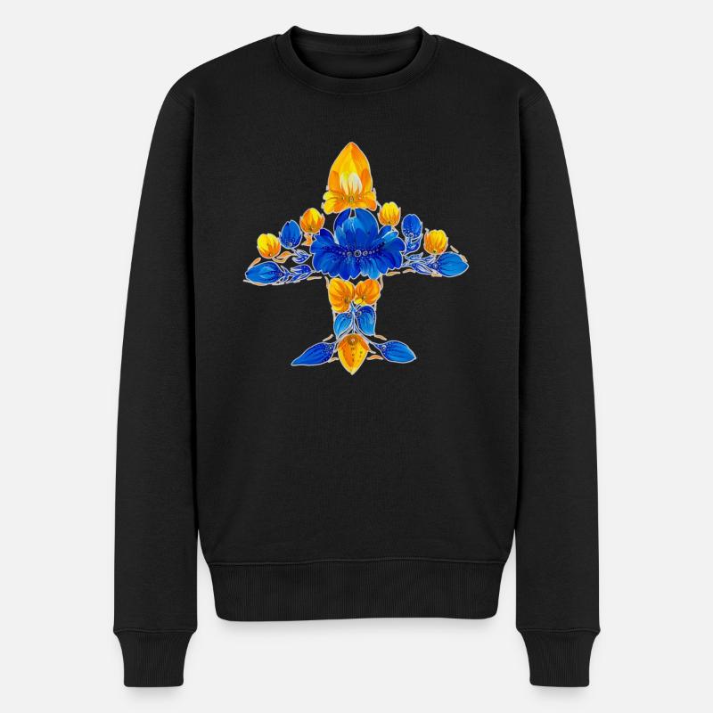 Mriya-Flugzeug. Die größte.Petrykivka ukrainische Kunst - Männer Premium Bio Pullover - Schwarz