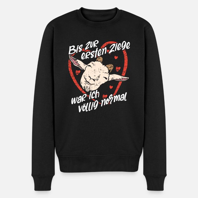 Ziegenportrait und Ziegenspruch - Männer Premium Bio Pullover - Schwarz
