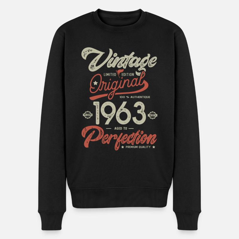 1963 anniversaire vintage 60 ans - Pull Premium bio Homme - noir