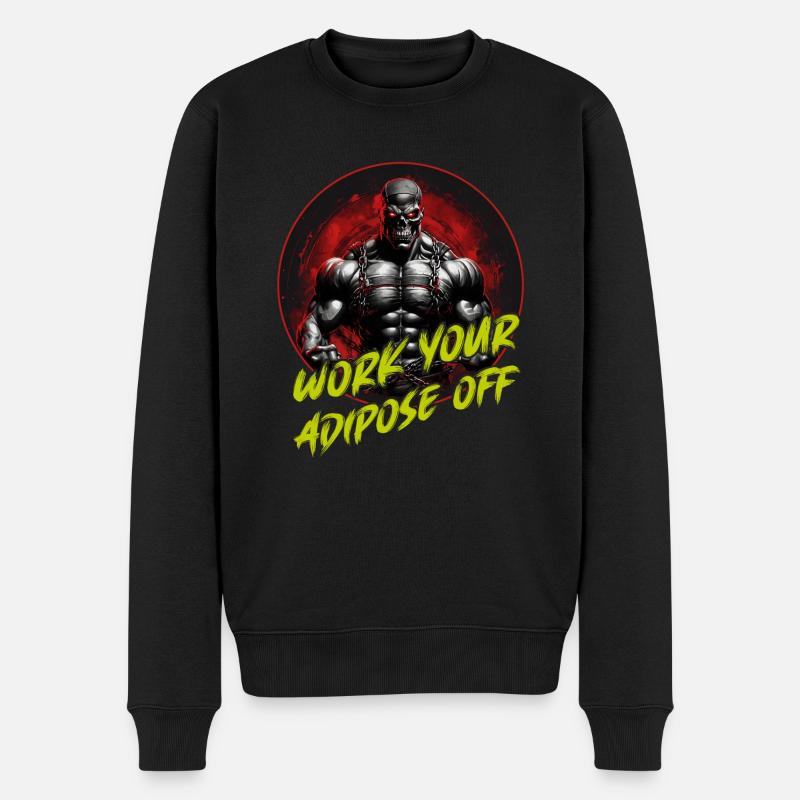 Bodybuilding Motivation Muskel Skull Sixpack - Männer Premium Bio Pullover - Schwarz