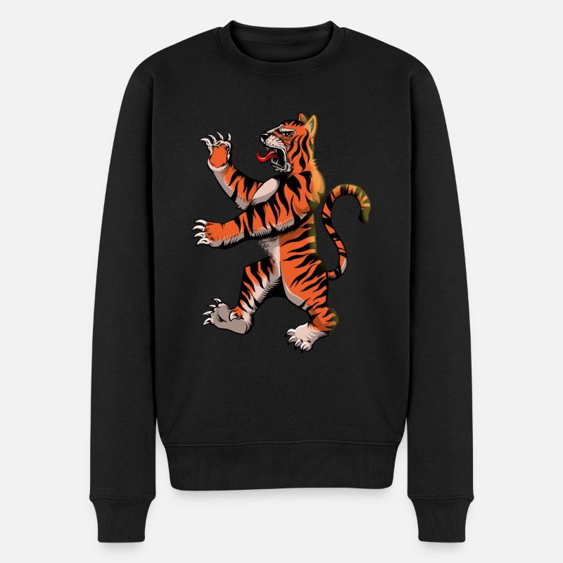 Cartoon Tiger - Männer Premium Bio Pullover - Schwarz