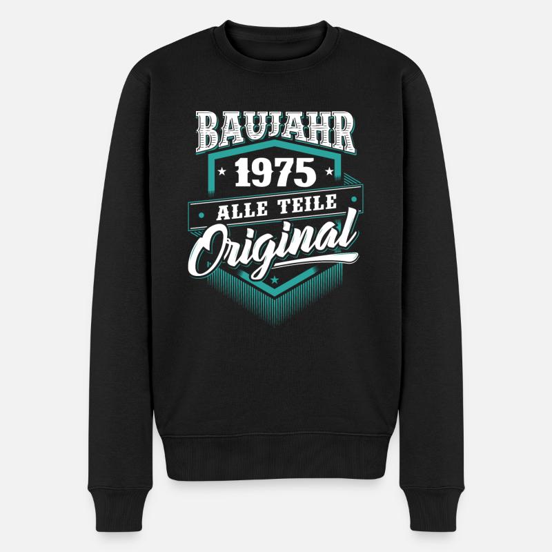1975 Geburtsjahr Geburtstag Geburt geboren - Männer Premium Bio Pullover - Schwarz