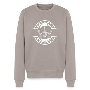 Cognac glass - Men's Premium Organic Jumper - taupe - Front - Nico (187cm)