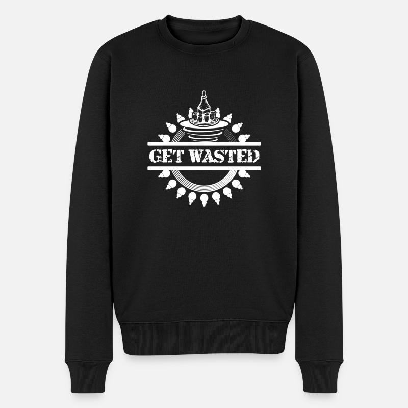get drunk - Männer Premium Bio Pullover - Schwarz