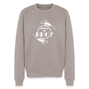 Was geht? - Männer Premium Bio Pullover - Taupe - Vorne - Nico (187cm)