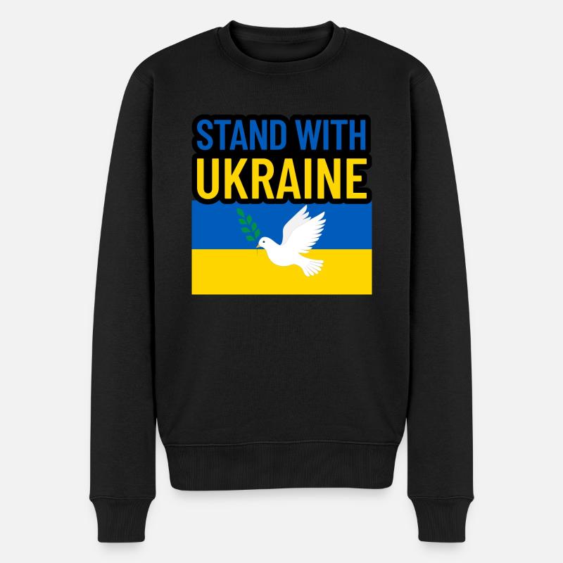 Stand with Ukraine - Männer Premium Bio Pullover - Schwarz