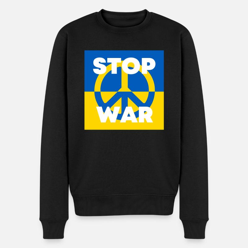 Stop War Ukraine - Männer Premium Bio Pullover - Schwarz