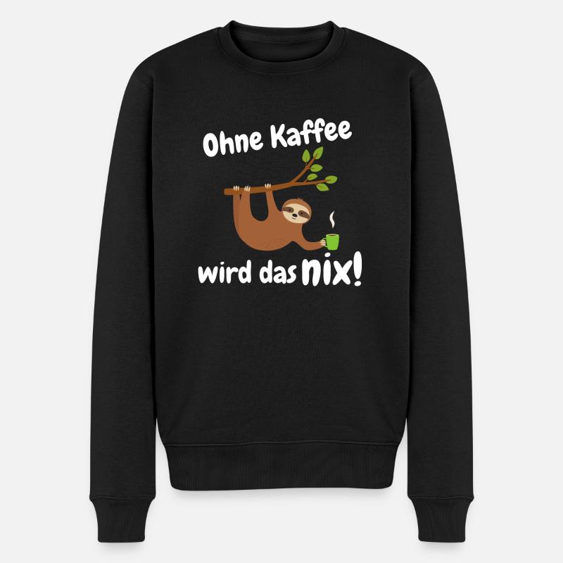 ohne kaffee wird das nix - Männer Premium Bio Pullover - Schwarz