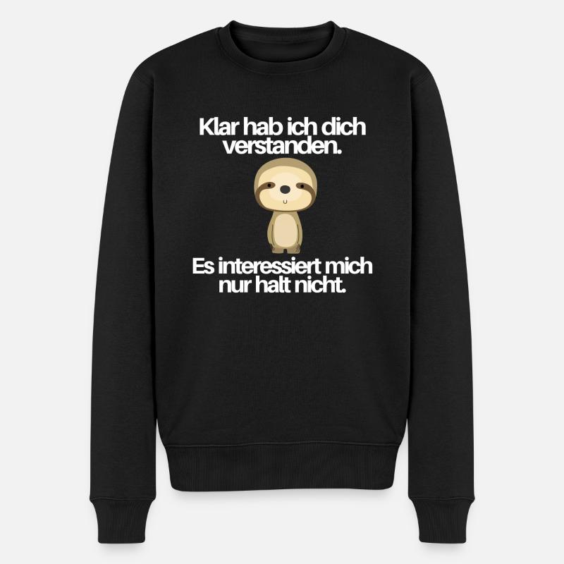 Interessiert mich nicht - Männer Premium Bio Pullover - Schwarz