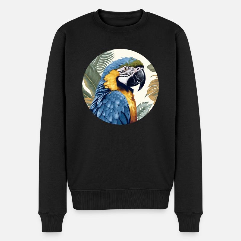Blau-Gold Ara - Männer Premium Bio Pullover - Schwarz