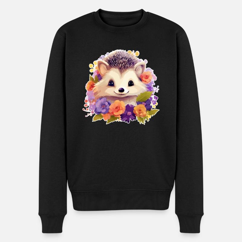 Süßer Igel - Männer Premium Bio Pullover - Schwarz