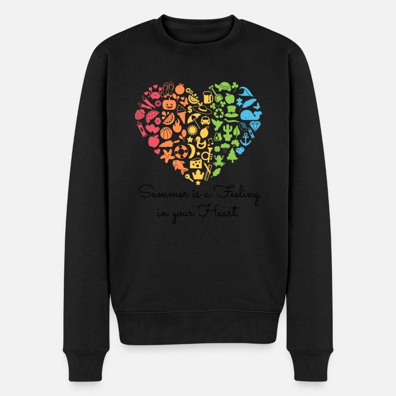 Summerfeeling - schwarzer Text - Männer Premium Bio Pullover - Schwarz