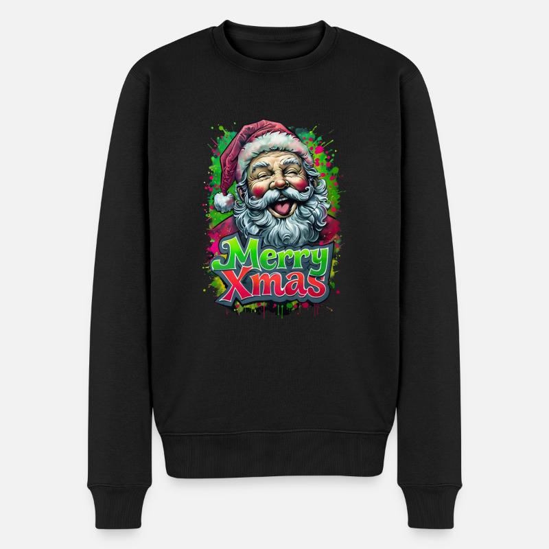 Merry Xmas lustiger Santa - Männer Premium Bio Pullover - Schwarz