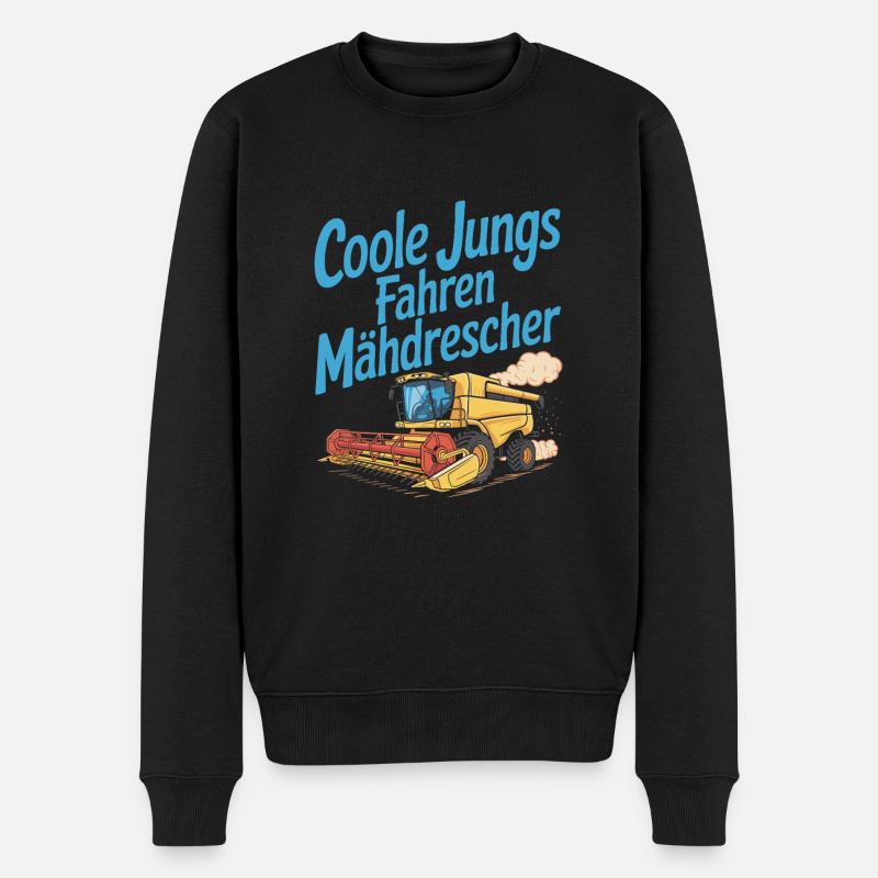 Cool guys conduisant une moissonneuse-batteuse - Pull Premium bio Homme - noir
