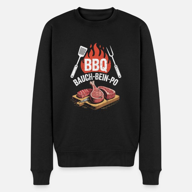 Bauch Bein PO Grill - Männer Premium Bio Pullover - Schwarz