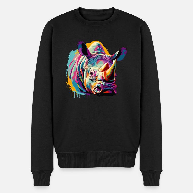 Rhinozeros - Männer Premium Bio Pullover - Schwarz