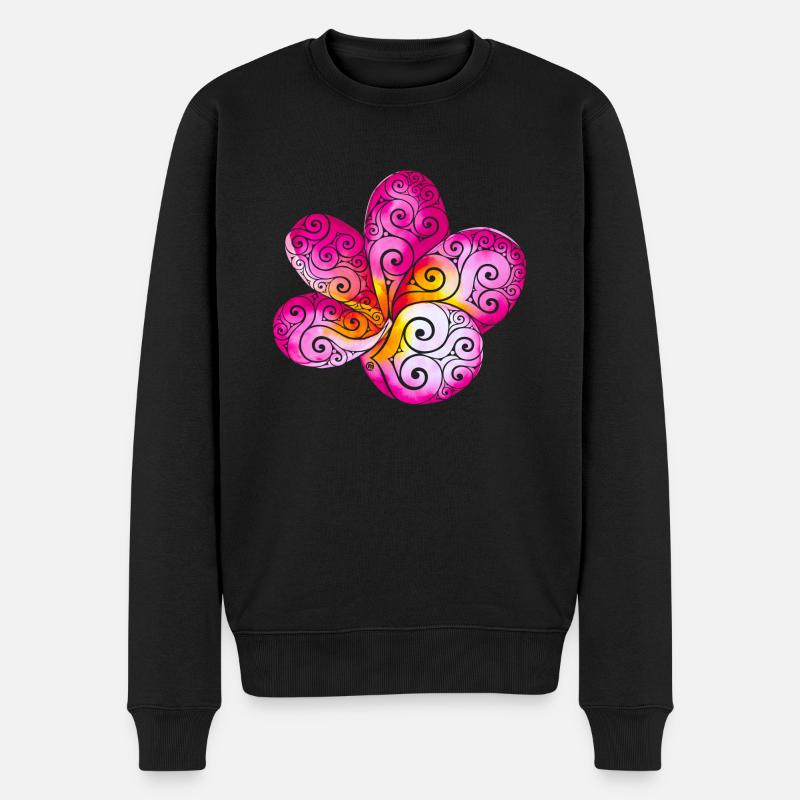 Wirbelnde Plumeria - Männer Premium Bio Pullover - Schwarz
