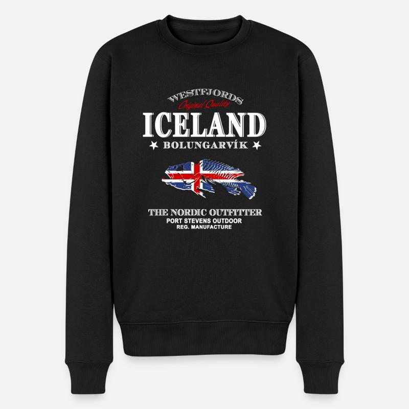 Iceland Fishing - Männer Premium Bio Pullover - Schwarz