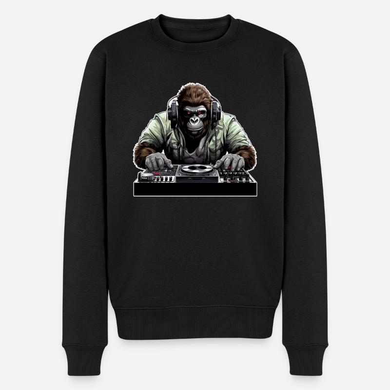 DJ Gorilla - Männer Premium Bio Pullover - Schwarz