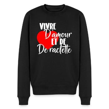 Von Liebe und Raclette leben - Männer Premium Bio Pullover - Schwarz - Vorne - Nico (187cm)