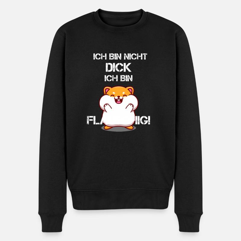 Lustiger Spruch Hamster Dick Fett - Männer Premium Bio Pullover - Schwarz